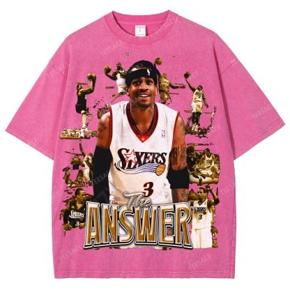 Unisex Fit Washed Allen Iverson T-Shirt 2504013814