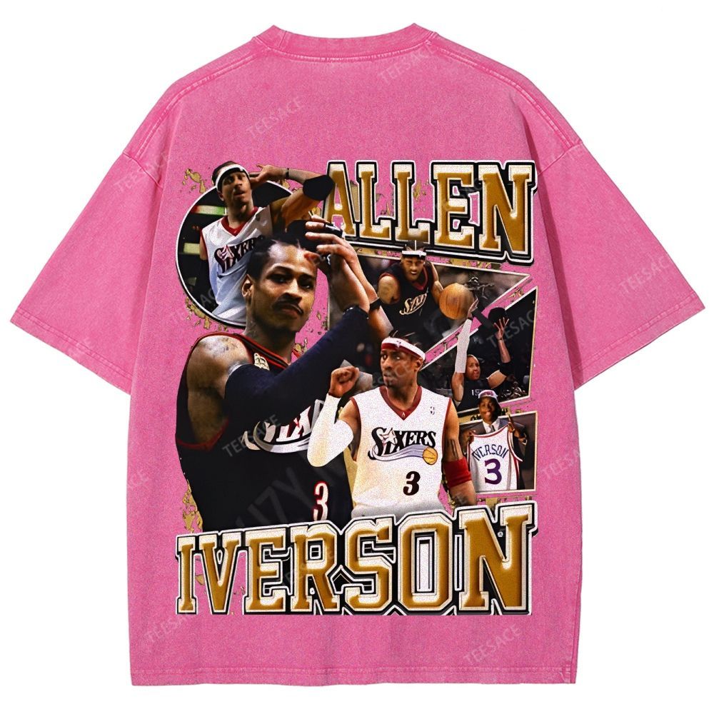 Unisex Fit Washed Allen Iverson T-Shirt 2504013814