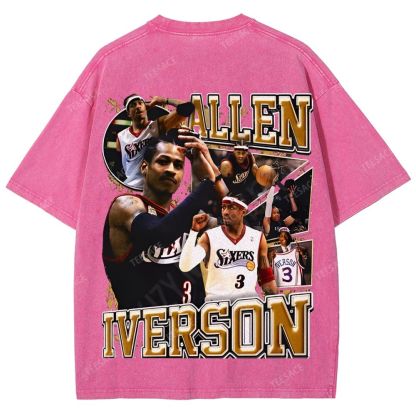Unisex Fit Washed Allen Iverson T-Shirt 2504013814