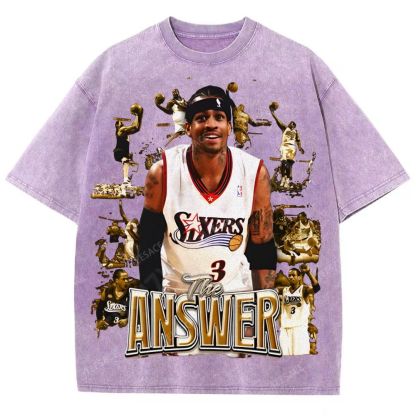 Unisex Fit Washed Allen Iverson T-Shirt 2504013814