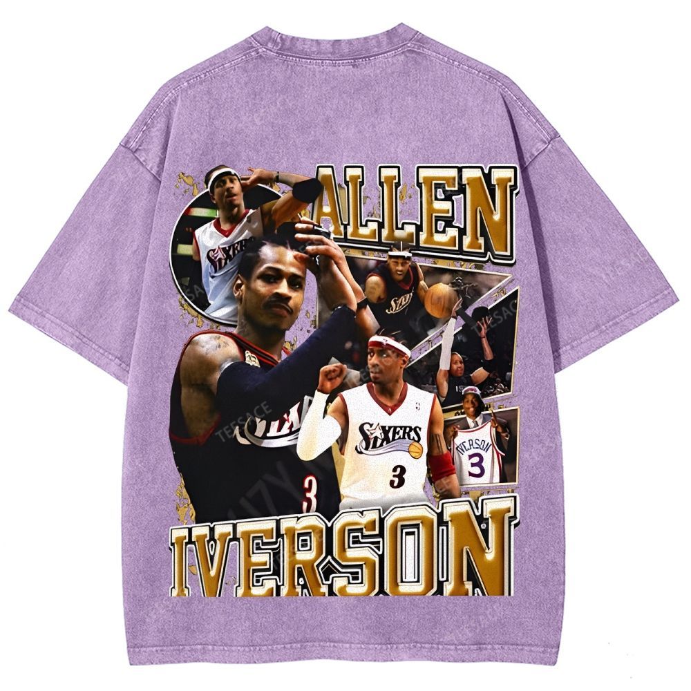 Unisex Fit Washed Allen Iverson T-Shirt 2504013814