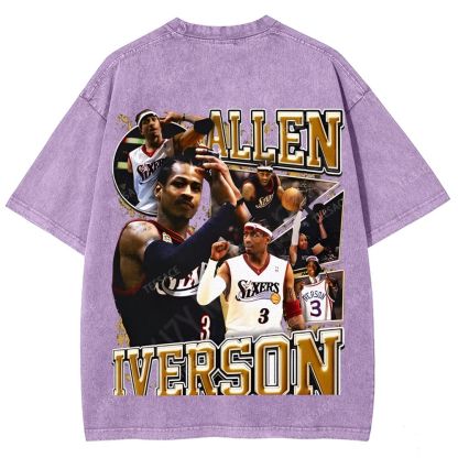 Unisex Fit Washed Allen Iverson T-Shirt 2504013814