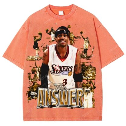Unisex Fit Washed Allen Iverson T-Shirt 2504013814