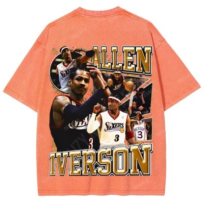 Unisex Fit Washed Allen Iverson T-Shirt 2504013814