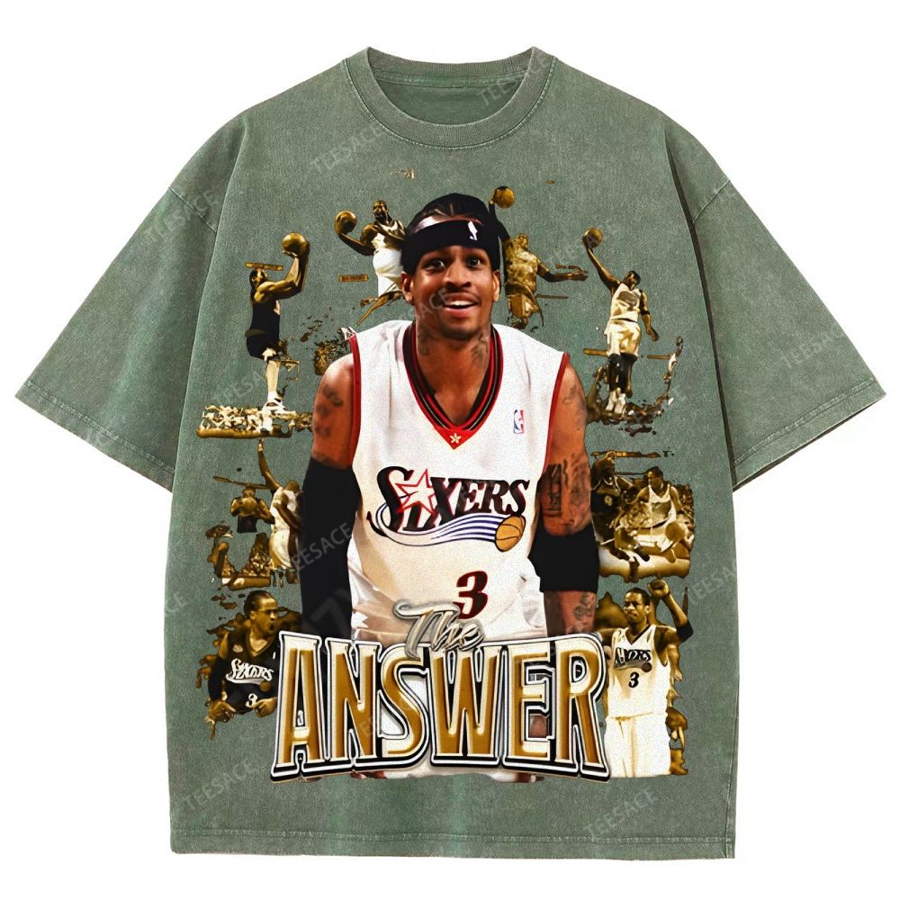Unisex Fit Washed Allen Iverson T-Shirt 2504013814