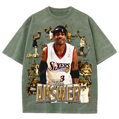 Unisex Fit Washed Allen Iverson T-Shirt 2504013814