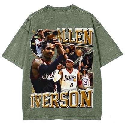 Unisex Fit Washed Allen Iverson T-Shirt 2504013814