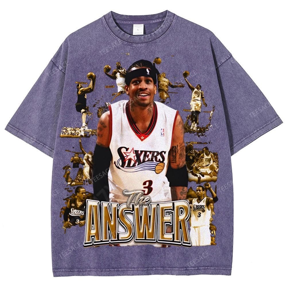 Unisex Fit Washed Allen Iverson T-Shirt 2504013814
