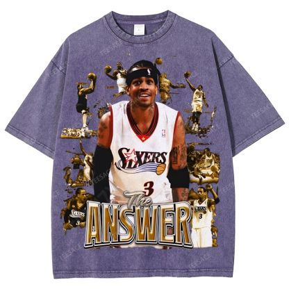 Unisex Fit Washed Allen Iverson T-Shirt 2504013814