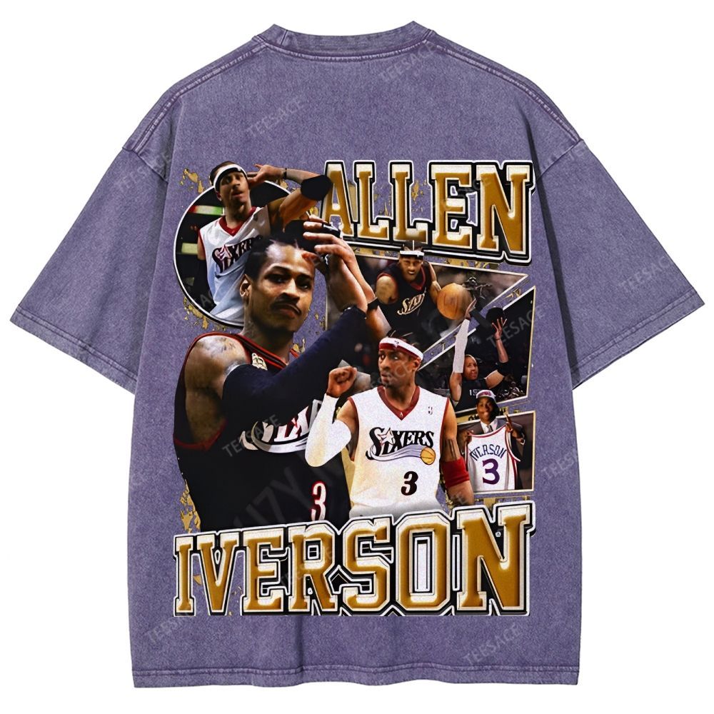 Unisex Fit Washed Allen Iverson T-Shirt 2504013814