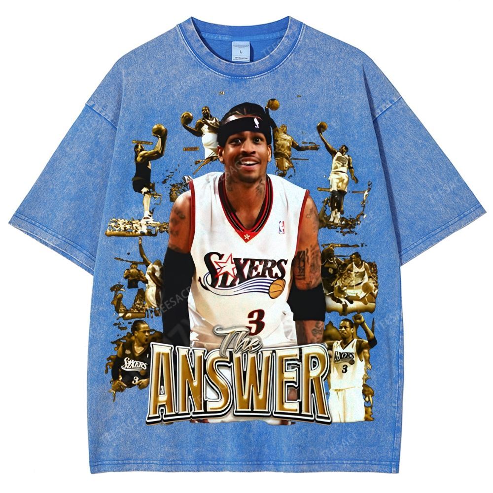 Unisex Fit Washed Allen Iverson T-Shirt 2504013814