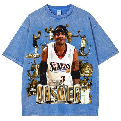 Unisex Fit Washed Allen Iverson T-Shirt 2504013814