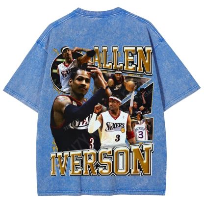 Unisex Fit Washed Allen Iverson T-Shirt 2504013814