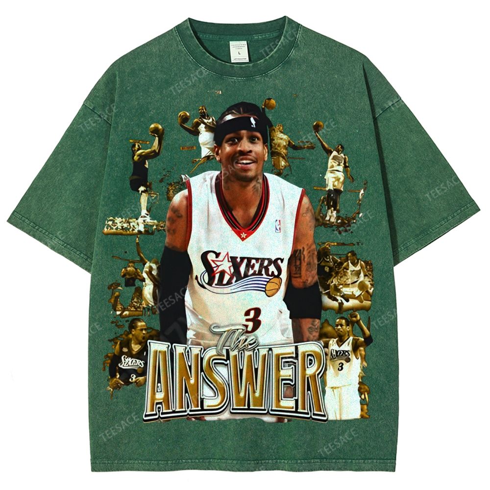 Unisex Fit Washed Allen Iverson T-Shirt 2504013814