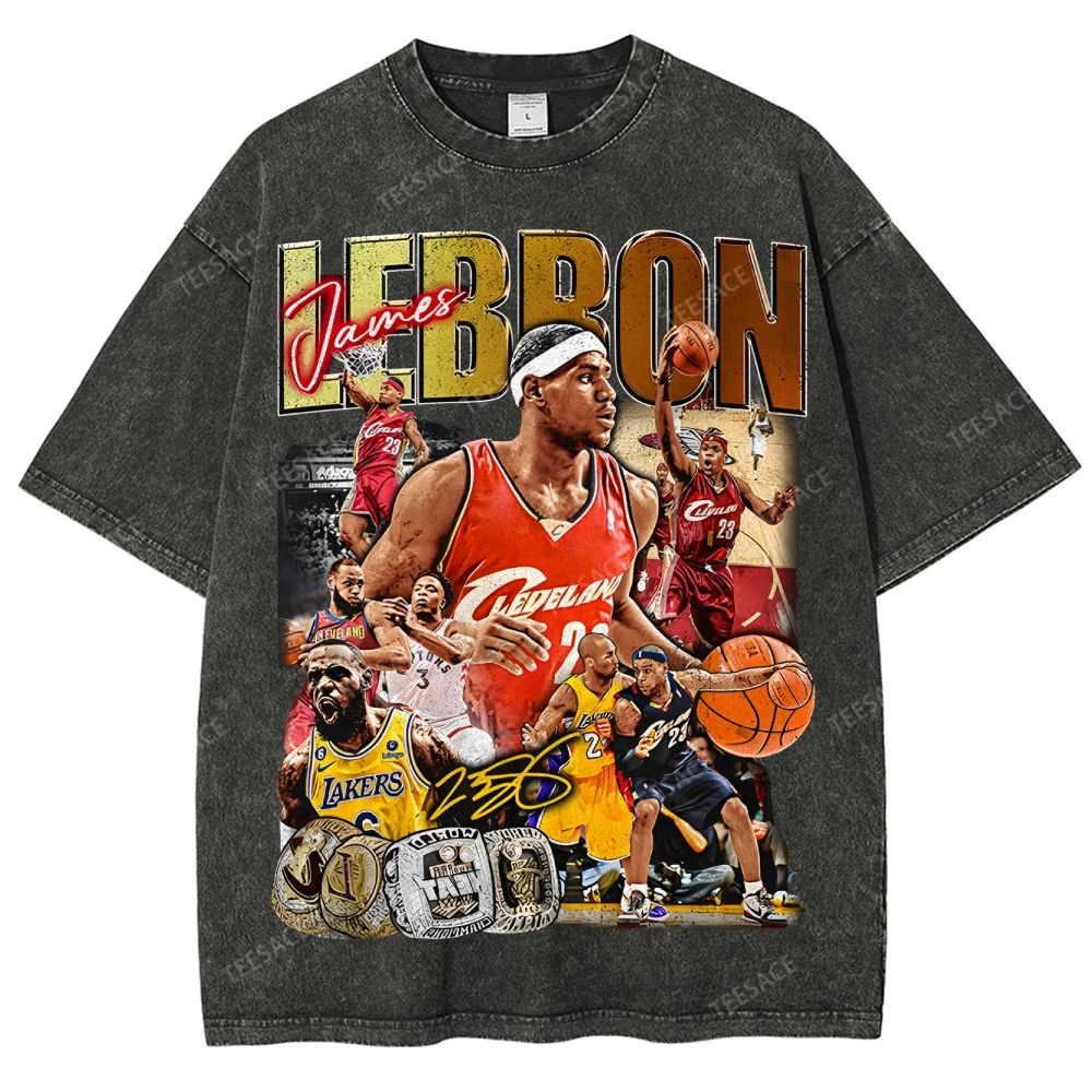 Unisex Fit Washed LeBron James T-Shirt 2504014037