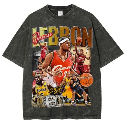 Unisex Fit Washed LeBron James T-Shirt 2504014037