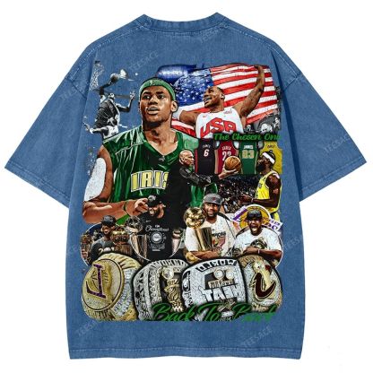 Unisex Fit Washed LeBron James T-Shirt 2504014037
