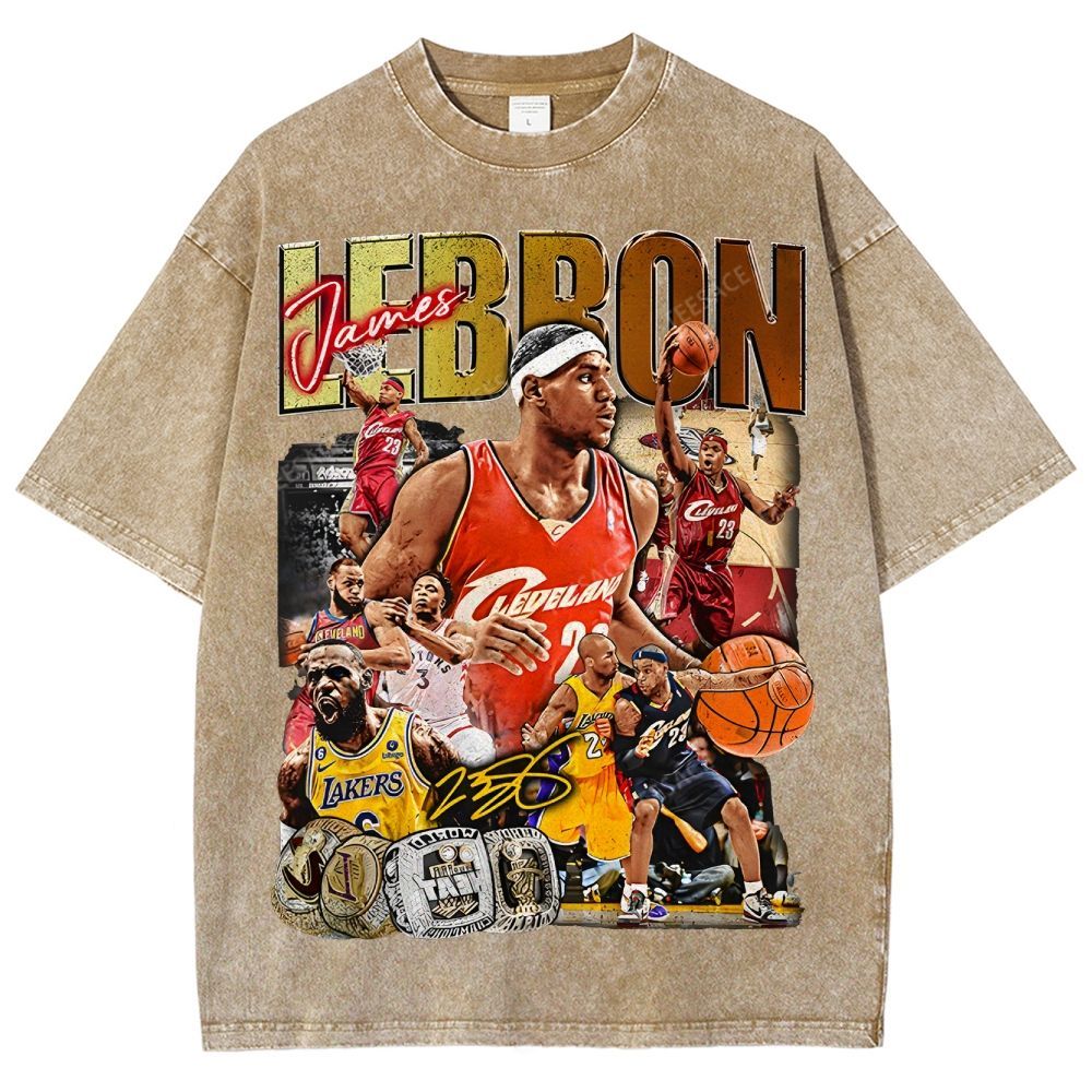 Unisex Fit Washed LeBron James T-Shirt 2504014037