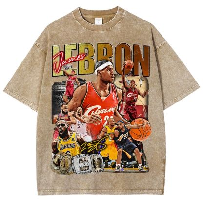 Unisex Fit Washed LeBron James T-Shirt 2504014037