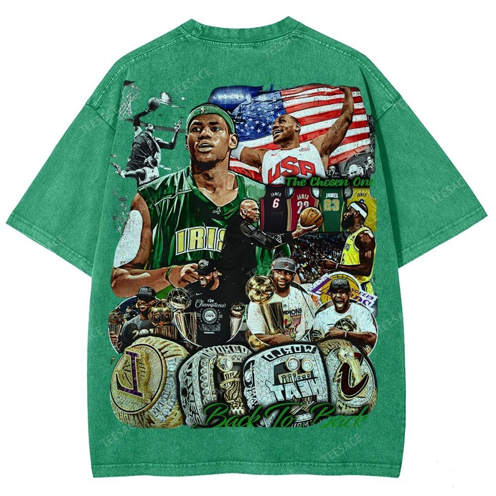 Unisex Fit Washed LeBron James T-Shirt 2504014037