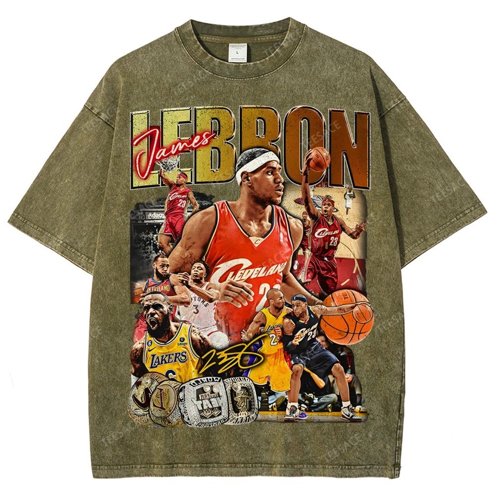 Unisex Fit Washed LeBron James T-Shirt 2504014037