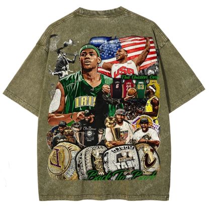 Unisex Fit Washed LeBron James T-Shirt 2504014037