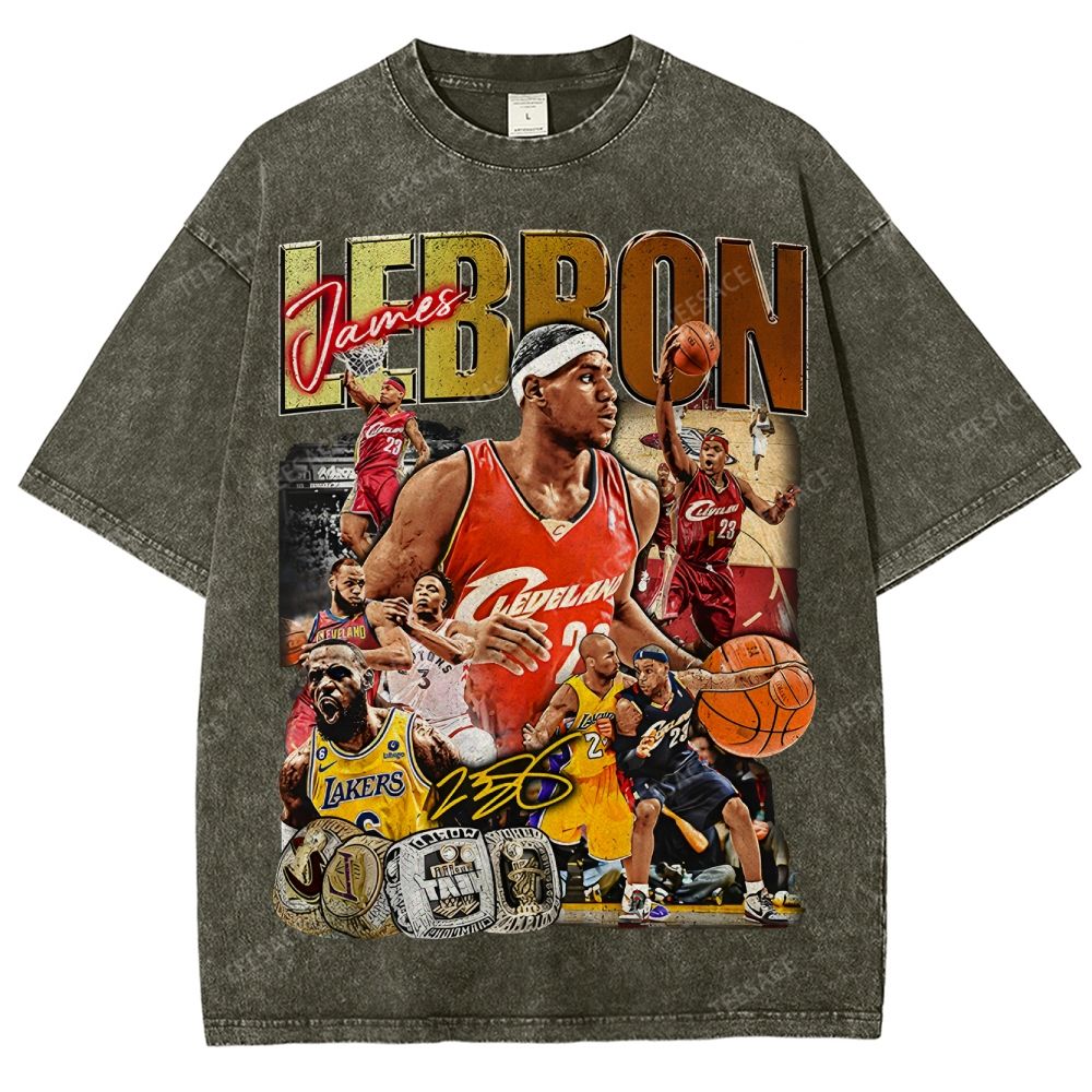 Unisex Fit Washed LeBron James T-Shirt 2504014037