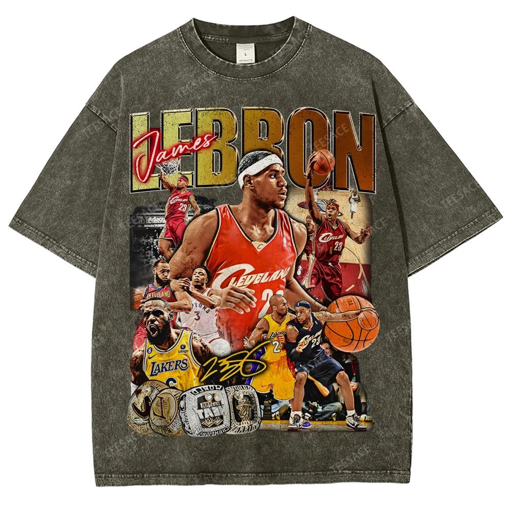 Unisex Fit Washed LeBron James T-Shirt 2504014037