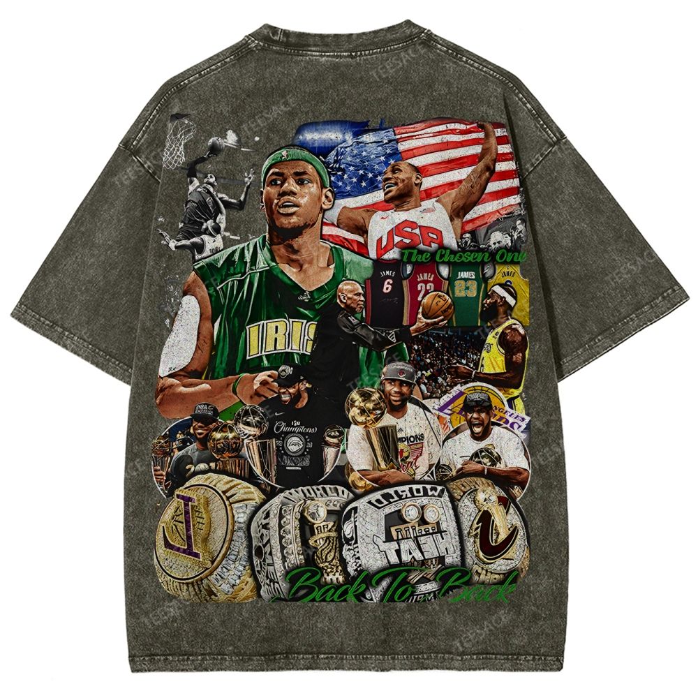 Unisex Fit Washed LeBron James T-Shirt 2504014037