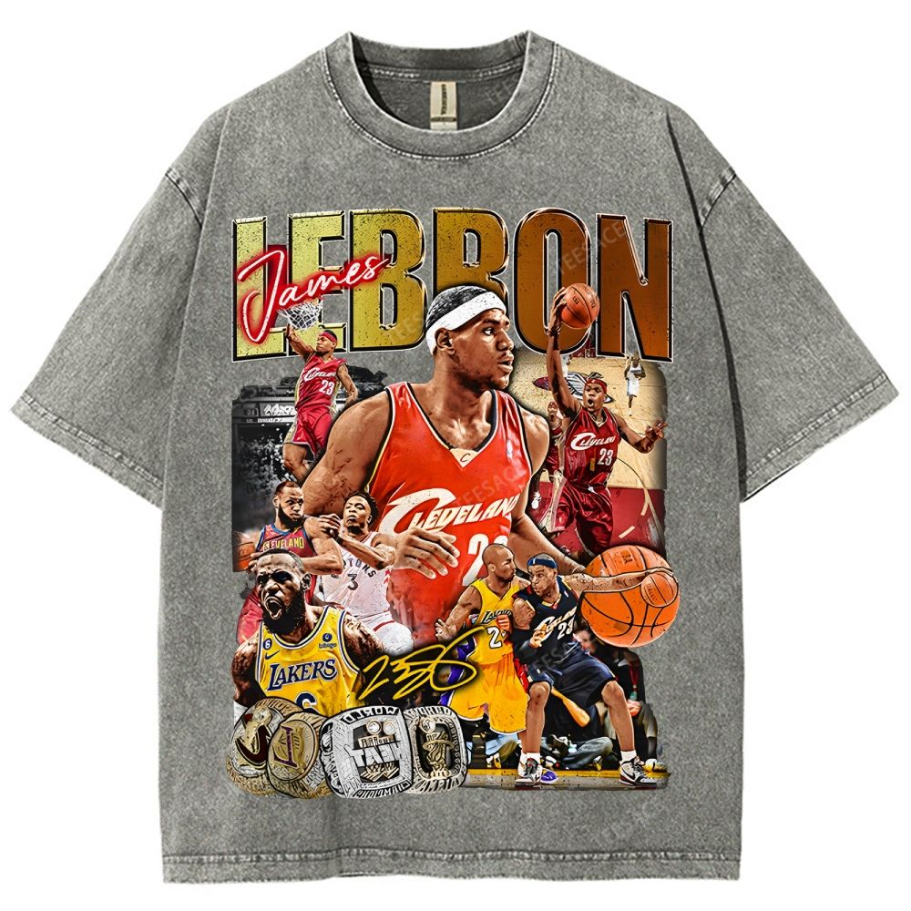 Unisex Fit Washed LeBron James T-Shirt 2504014037