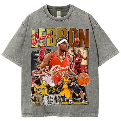 Unisex Fit Washed LeBron James T-Shirt 2504014037