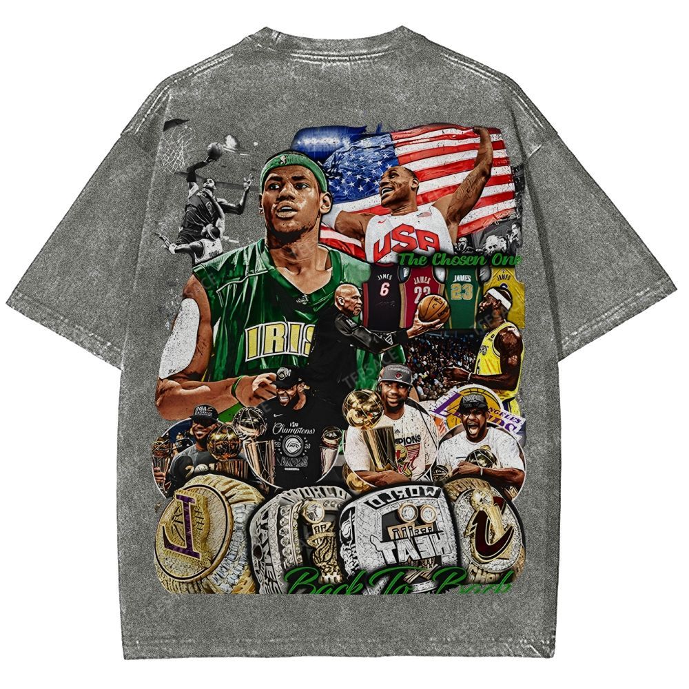 Unisex Fit Washed LeBron James T-Shirt 2504014037