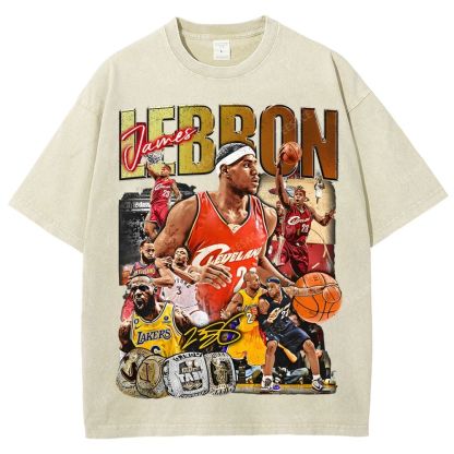 Unisex Fit Washed LeBron James T-Shirt 2504014037