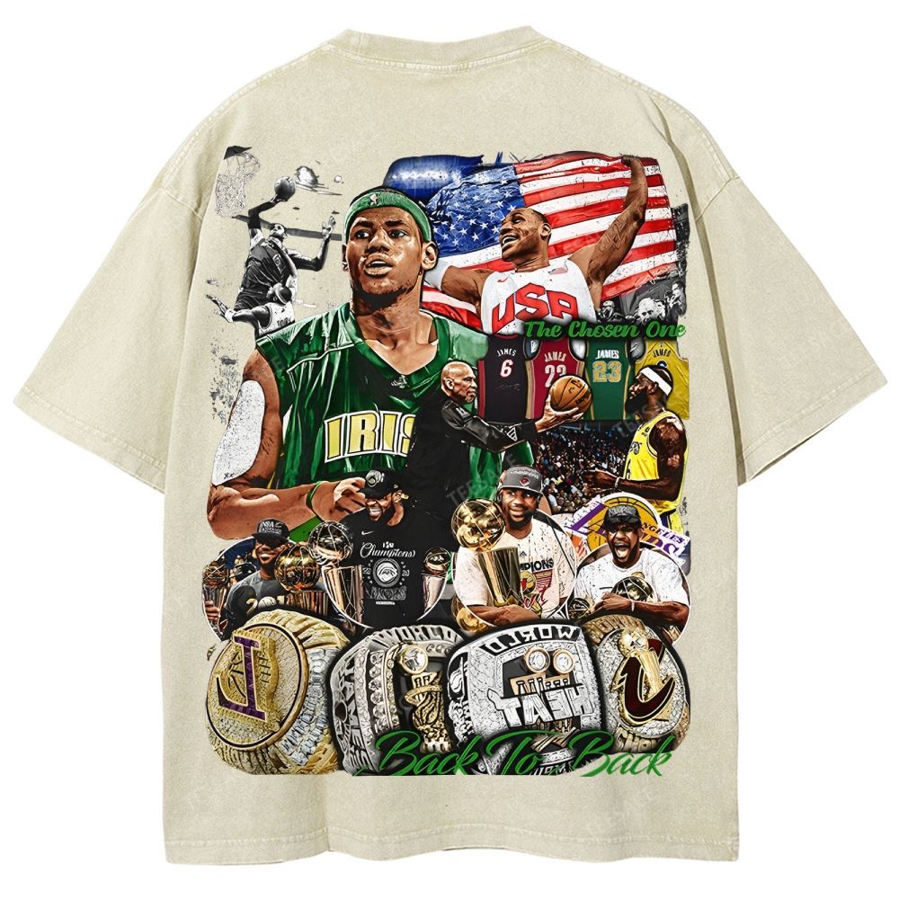 Unisex Fit Washed LeBron James T-Shirt 2504014037