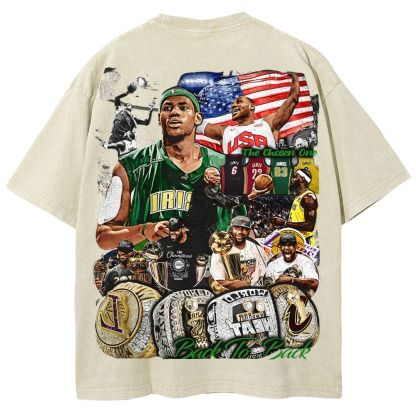 Unisex Fit Washed LeBron James T-Shirt 2504014037