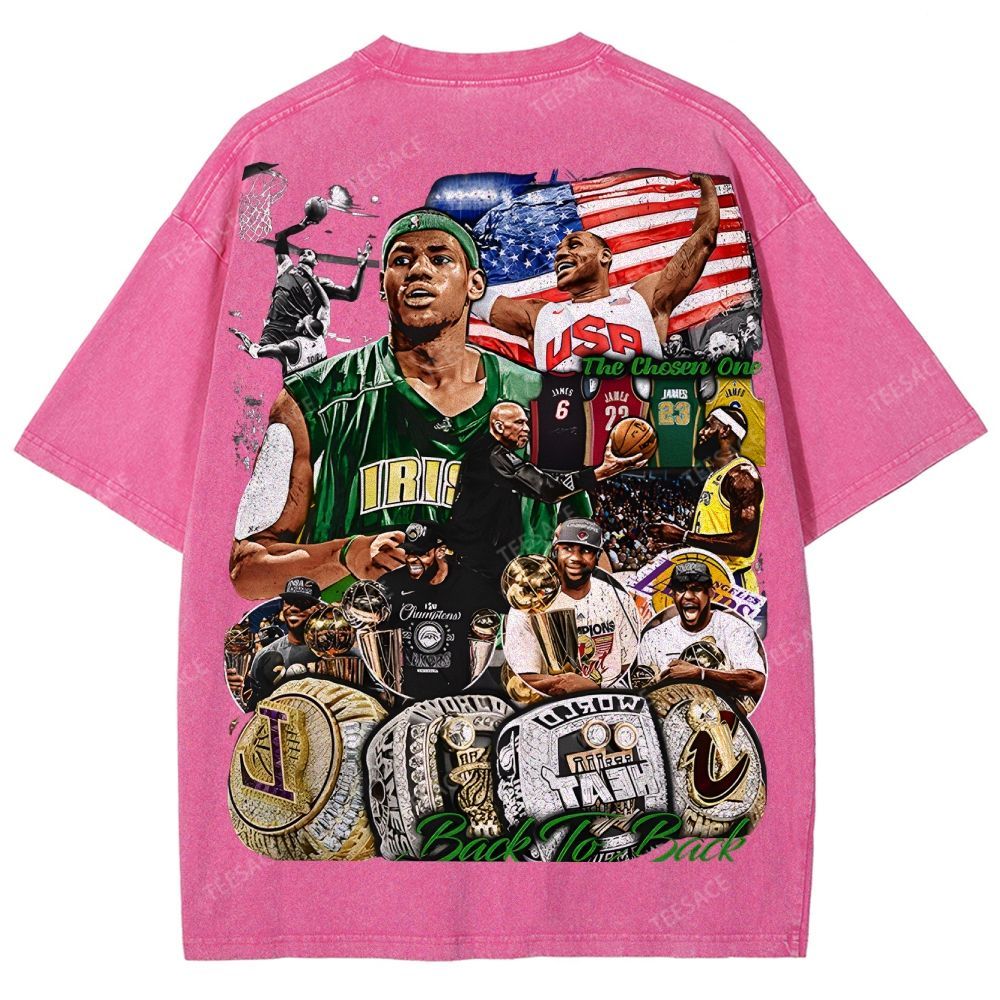 Unisex Fit Washed LeBron James T-Shirt 2504014037