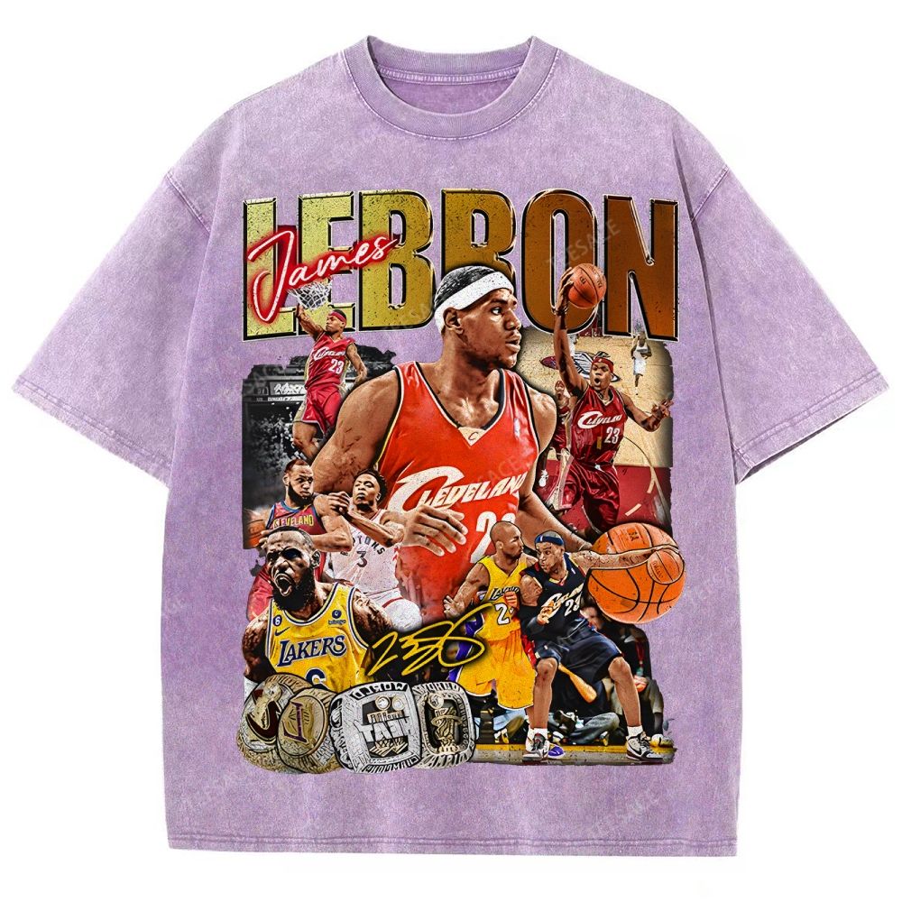 Unisex Fit Washed LeBron James T-Shirt 2504014037