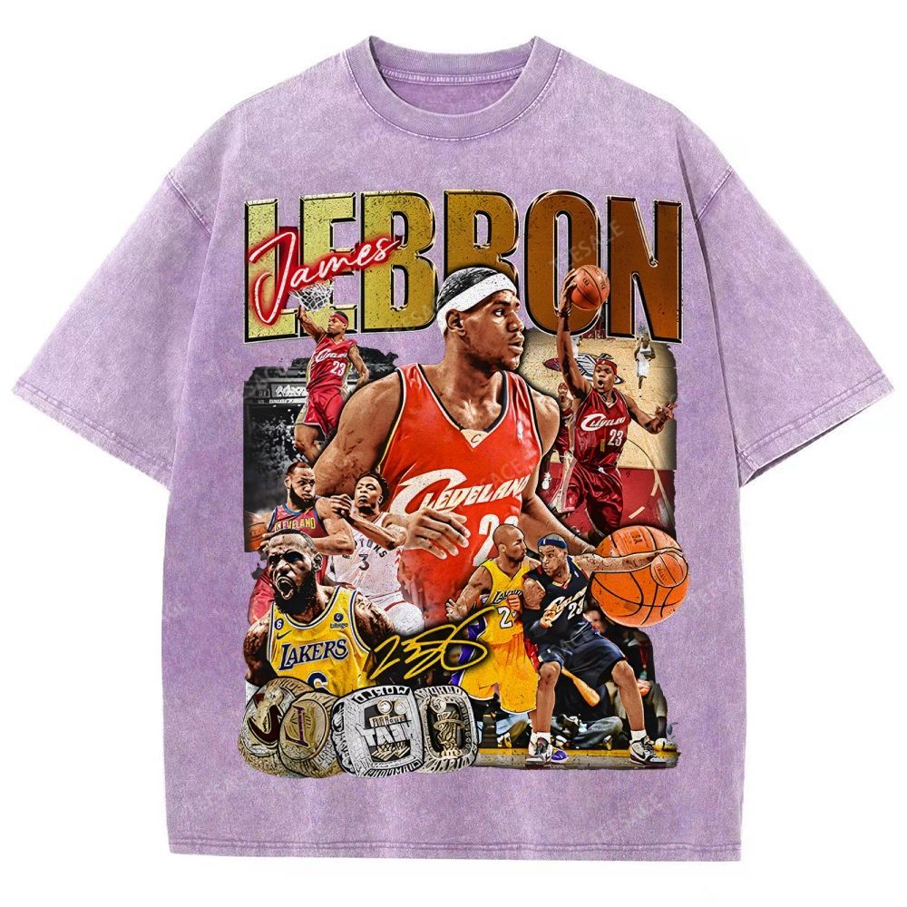 Unisex Fit Washed LeBron James T-Shirt 2504014037