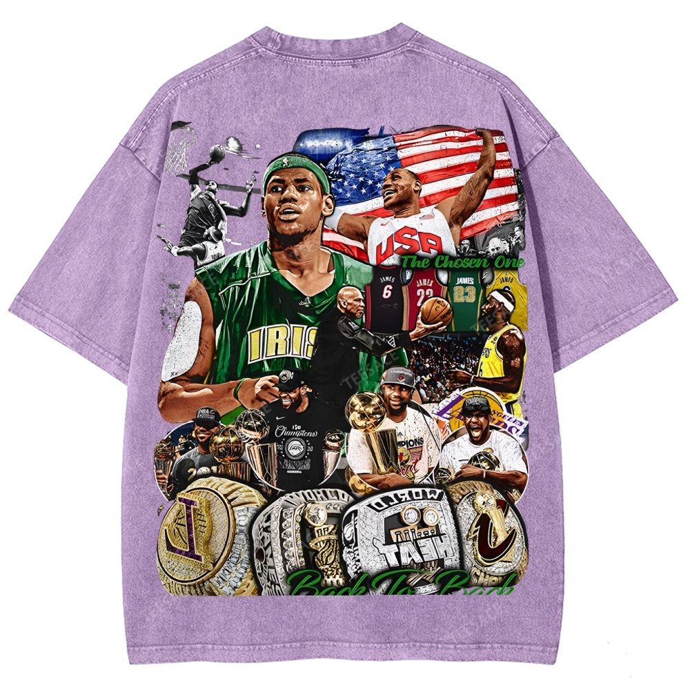 Unisex Fit Washed LeBron James T-Shirt 2504014037