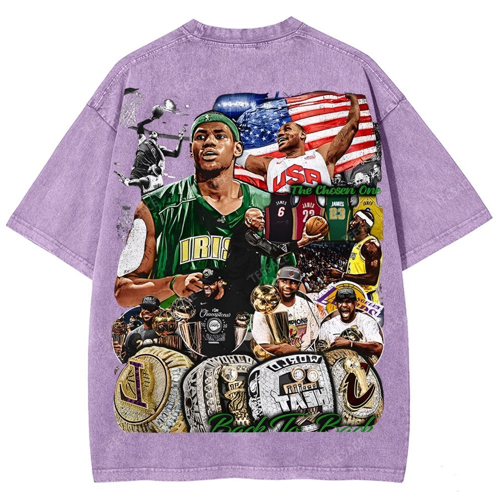 Unisex Fit Washed LeBron James T-Shirt 2504014037