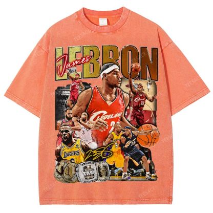 Unisex Fit Washed LeBron James T-Shirt 2504014037