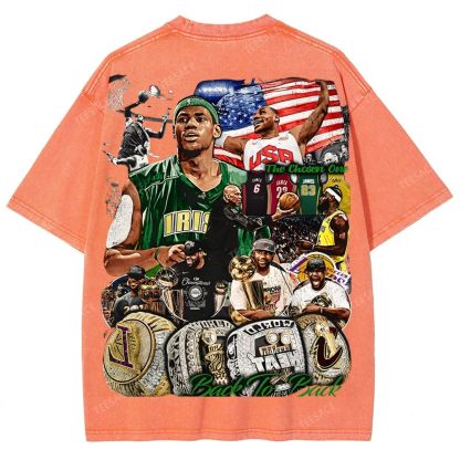 Unisex Fit Washed LeBron James T-Shirt 2504014037