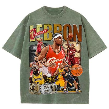 Unisex Fit Washed LeBron James T-Shirt 2504014037