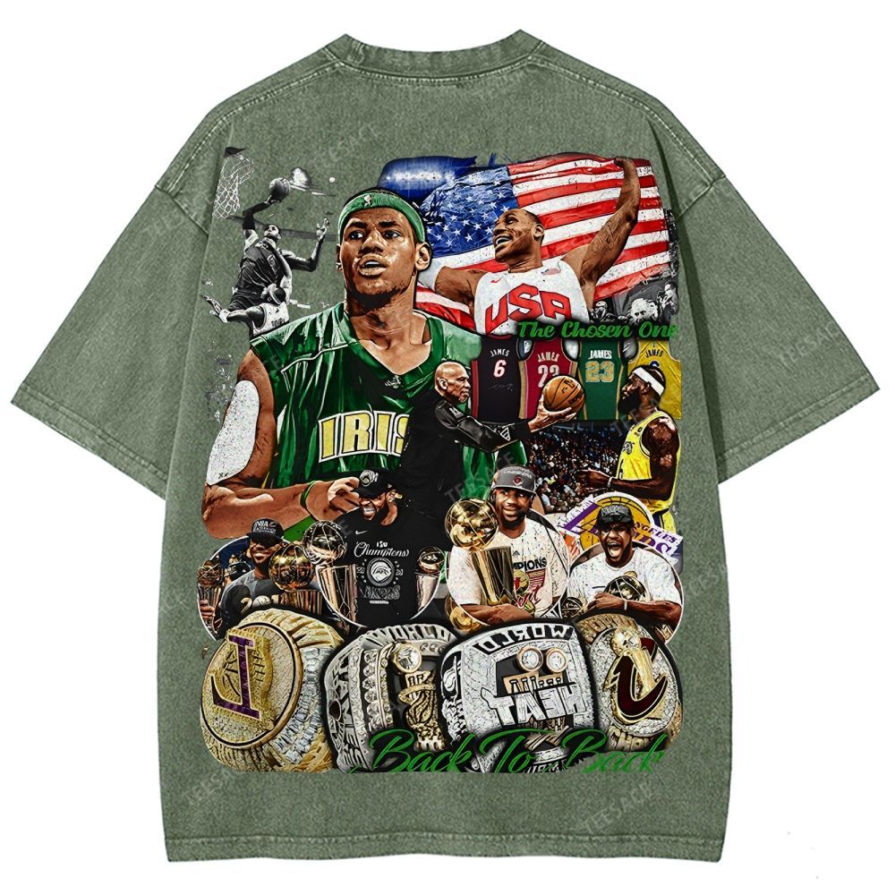 Unisex Fit Washed LeBron James T-Shirt 2504014037