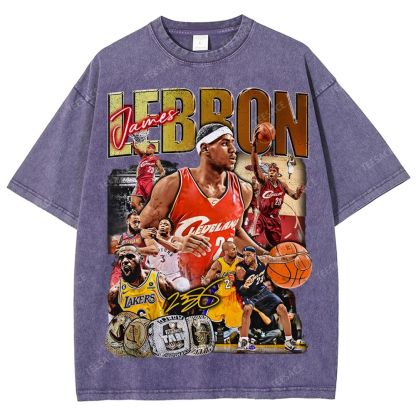 Unisex Fit Washed LeBron James T-Shirt 2504014037