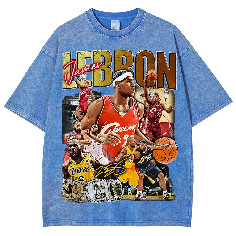 Unisex Fit Washed LeBron James T-Shirt 2504014037