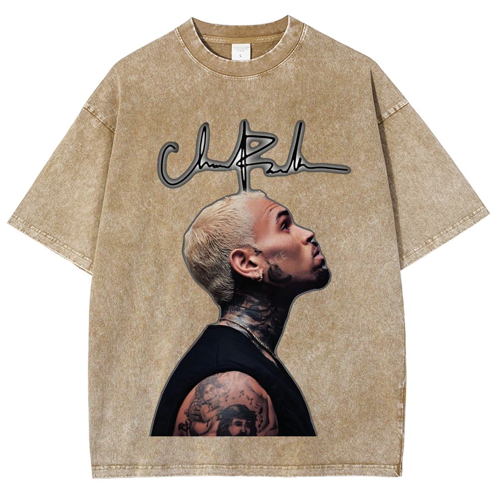 Unisex Fit Washed T-Shirt CHRIS BROWN 2025 TEE