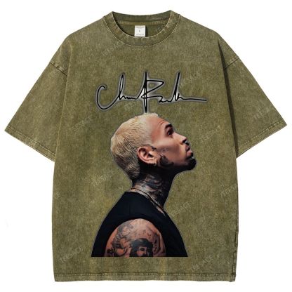 Unisex Fit Washed T-Shirt CHRIS BROWN 2025 TEE