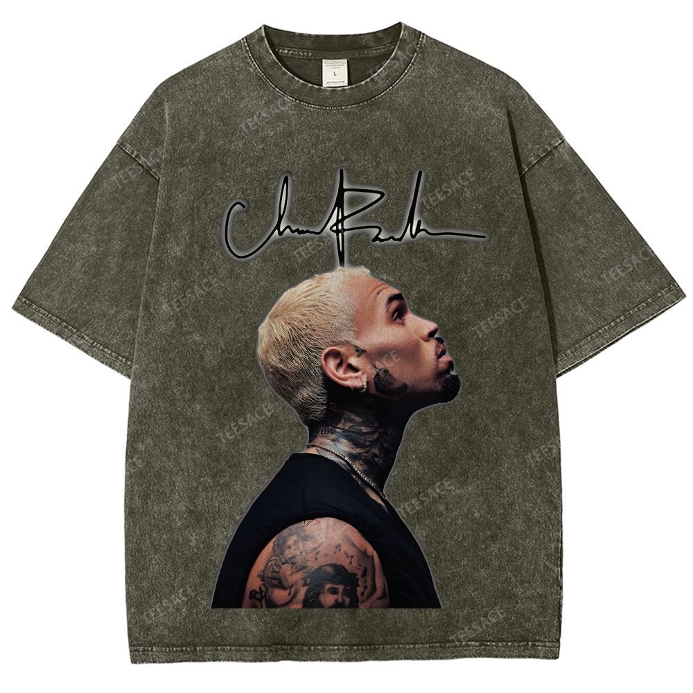 Unisex Fit Washed T-Shirt CHRIS BROWN 2025 TEE