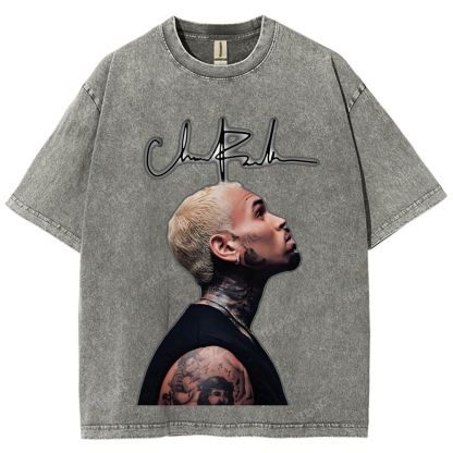 Unisex Fit Washed T-Shirt CHRIS BROWN 2025 TEE